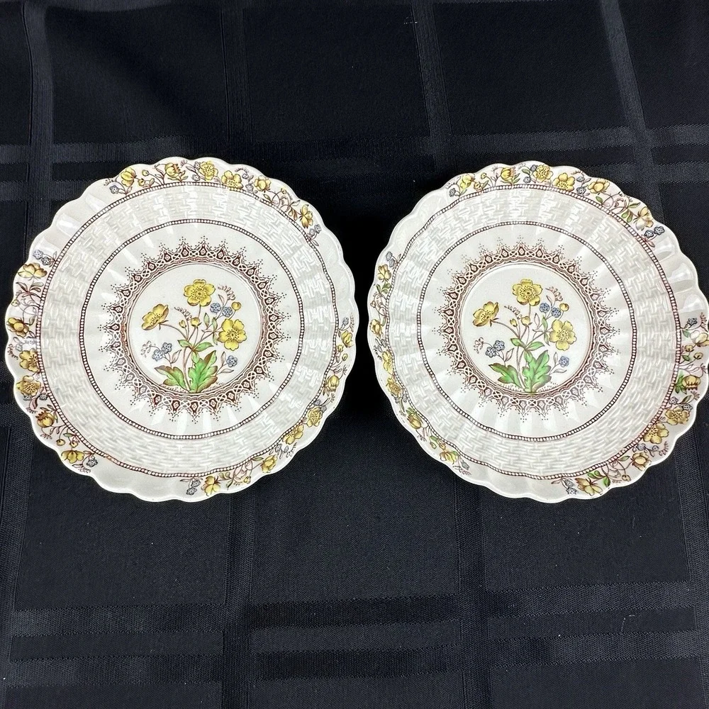 Copeland Spode England Buttercup Cups And Saucers‎ Lot Of 2 Sets Old Back Stamps